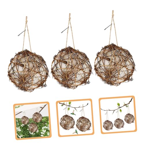 Mipcase Refillable Nesting Material Holder Hummingbird Nesting Supplies for Wild Birds Rattan Bird Nest Material Holder Outdoor Hanging Station for Garden Backyard Bird Watching 3 Pack