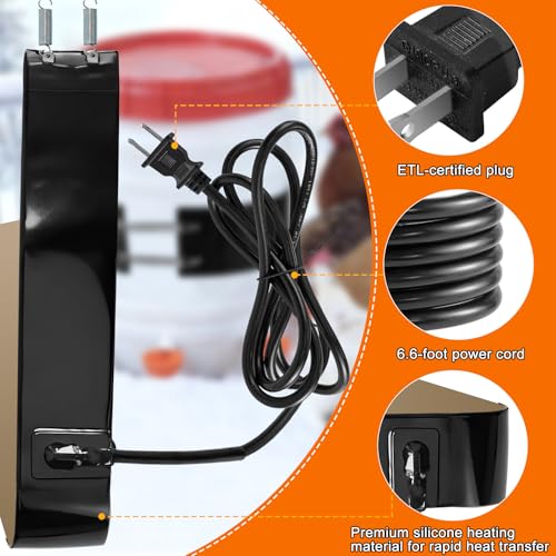 Thermo Bucket Belt Heated Strap Compatible with RentACoop 2-5Gallon Chicken Waterer,Auto-Thermostatic Chicken Water Heating Wrap with 6.6ft Power Cord,Keep Poultry Water from Freezing in Winter