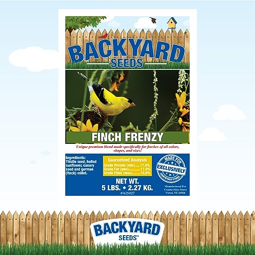 Backyard Seeds Finch & Small Songbird Frenzy 5lbs - Premium Nyjer Thistle Seed Blend for Finch Feeders, Small Bag of Wild Bird Food - size: 5 Pound (Pack of 1), style: Finch Frenzy