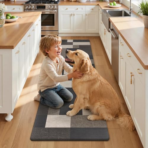 Anti Fatigue Kitchen Mat, Non Slip Cushioned Standing Floor Mat, Waterproof Kitchen Runner Rug, Farmhouse Comfort Padded Mat for Sink, Laundry, Office, Brown, 24''x71'' - color: Dark Brown