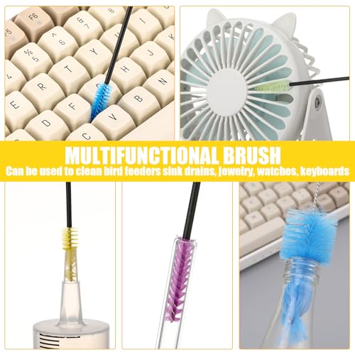 37 Pieces Hummingbird Feeder Cleaning Brush 3 Size Mini Nylon Tube Brushes Set 2 in 1 Double Headed Hummingbird Brush Cleaner for Bottles Tubes Jars Bird Feeder(Blue) - color: Blue