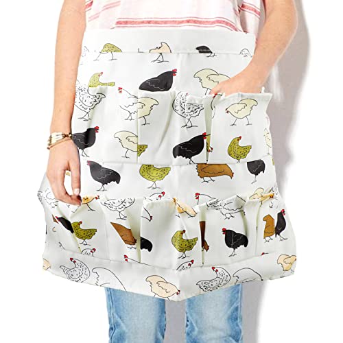 Cute Egg Collecting Apron with 8 Individual Pockets for Farm Use | Multi-Pocket Farmhouse Apron for Gathering Chicken, Duck & Goose Eggs, Kitchen Tasks & Family Farm Activities
