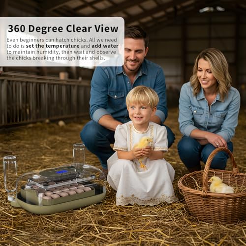 XOTTI Incubator for Hatching Eggs, 24 Egg Incubator with Precise Temperature Control, Auto Egg Turner, 360° Clear View, LED Candler, Alarm for Chicken Duck Quail Goose for Home School Farm Lab - size: 24 Eggs