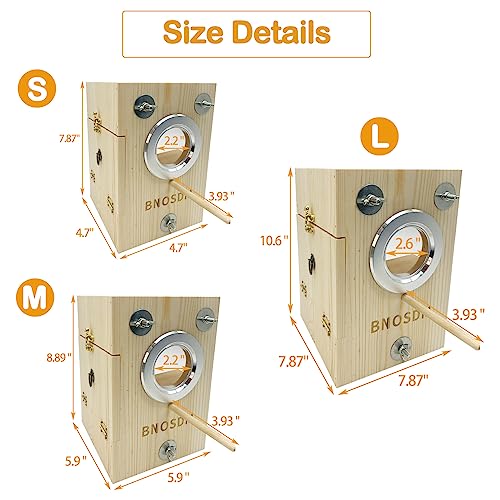 BNOSDM Parakeet Nesting Box Transparent Bird Breeding Nest Boxes Natural Wood Bird Cage (S) - size: Small