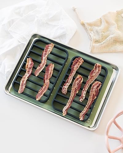 Silicone Roasting Rack Pan Extra Large, Dishwasher Safe, BPA Free, Non-Toxic, 7 in by 10.75 in, Navy, 2 Pack