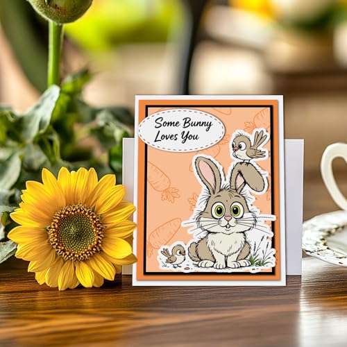 GLOBLELAND Easter Cartoon Rabbits Clear Stamps and Cutting Dies Set for Card Making Funny Bunny Silicone Transparent Stamp Easter Die Cuts for DIY Scrapbooking Embossing Photo Album - style: Cartoon Rabbits