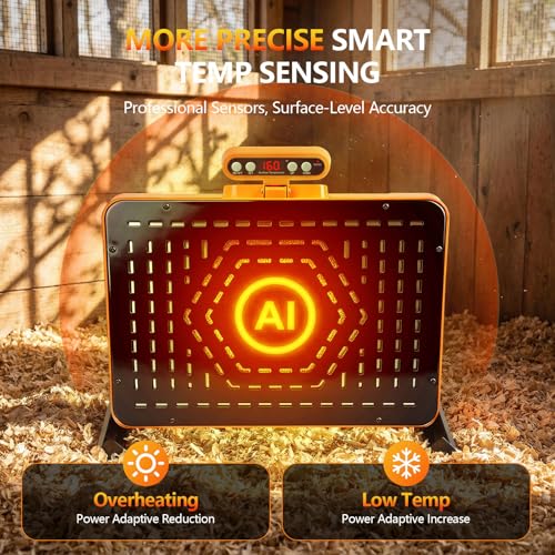 11 x 15 Chick Brooder Plate & Chicken Coop Heater, Smart Display | Temperature Display, Adjustable Height, Memory Function, Overheat Protection for Safety, 150W Energy Efficient