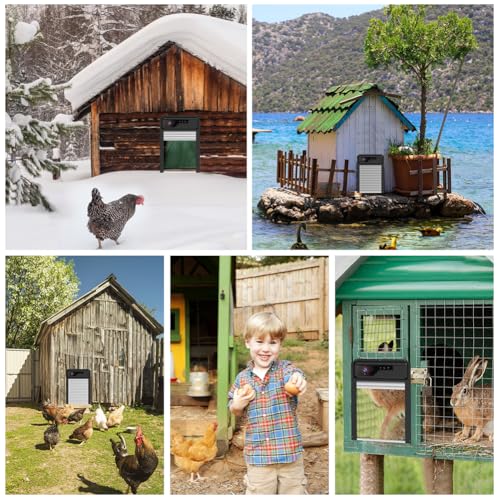1080P HD Camera Solar Automatic Chicken Coop Door, 5000 mAh Large Battery, Support WiFi, APP Remote Viewing and Control, Timer, Alarm Driver Function, Easy to Install and Use.