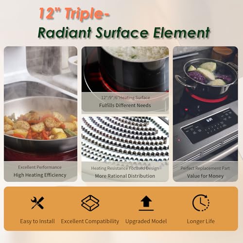 MEE62704901 12" Triple Radiant Surface Element Compatible with LG Range | W10162041, 318297810, Electric Stove Burner Replacement Part Fit for Kenmore Whirlpool Electric Range - style: MEE62704901