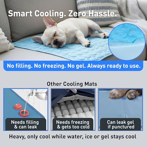 INSPECTOR TAIL Dog Cooling Mat, Indoor & Outdoor, XL Self Cooling Pad | No Freeze Needed, Breathable, Washable, Portable Cooling Mat for Dogs with Travel Bag, Fits Car, Crate, Floor & Bed, 47"x31" - size: Blue- 47.24" x 31.5"