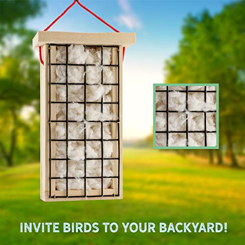 Uncle Dunkels Wooden Bird Nest Material Holder; Rustic Handmade Bird Nest Material Dispenser