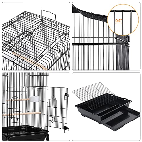 Yaheetech 53.5" Open Top Parrot Bird Cage with Detachable Rolling Stand, Roof Play Flight Cage for Cockatiels, Sun Conures, Green Cheek Conures & Small to Medium Parrots