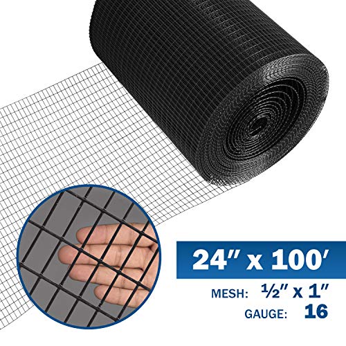 Fencer Wire 16 Gauge Black Vinyl Coated Welded Wire Mesh Size 0.5 inch by 1 inch (2 ft. x 100 ft.) - size: 2 ft. x 100 ft.
