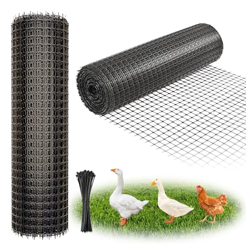 Heavy Duty Plastic Fence Roll 39" x 50' - 0.8x0.8 Inch Chicken Wire Mesh, Reusable Fencing for Garden, Rabbit/Poultry Protection, Balcony & Plant Defense (Black) - size: 39" x 50'