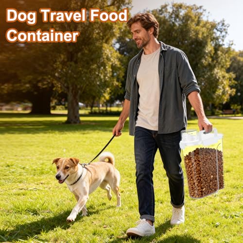 Uppetly Dog Cat Food Storage Container, 5-7Lbs Pet Food Containers, Airtight Cat Food Container with Portable Handle & Measuring Cup, Small Animal Dry Food Dispenser for Dogs, Cats and Birds White - color: White