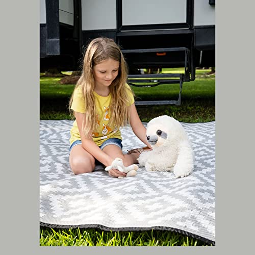 8x20 Gray & White Outdoor RV Mat with Carry Bag – Extra Thick 5mm Recycled Poly Rug – Waterproof, Reversible, Heavy-Duty – Premium Patio Mat for Camping, Deck (8x20, Grey Diamond) - color: Grey Diamond, style: 8' x 20'