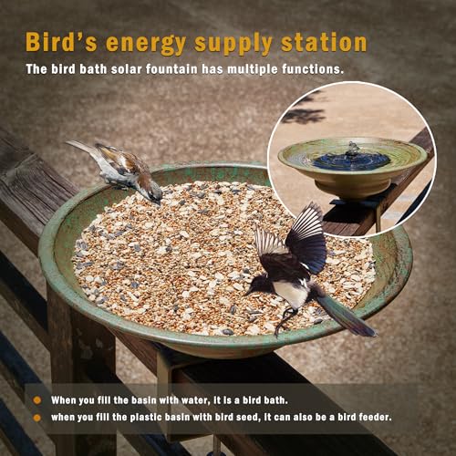 Solar Bird Bath,Deck Bird Bath with Solar Fountain,Deck Mounted Bird Bath - color: Green-c