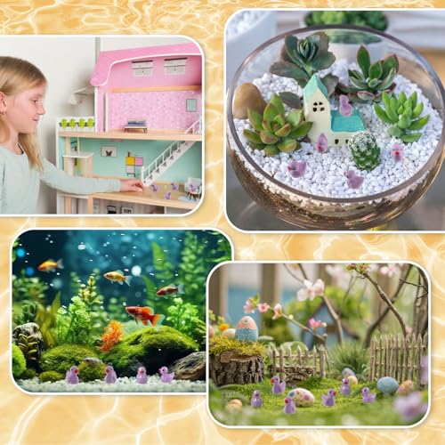 100 Pcs Mini Resin Ducks Tiny Ducks Miniature Duckies Bulk Figures for Garden Micro Landscape Home Prank Game Micro Landscape Aquarium Dollhouse Ornament DIY Handmade School (Light Purple) - color: Light Purple