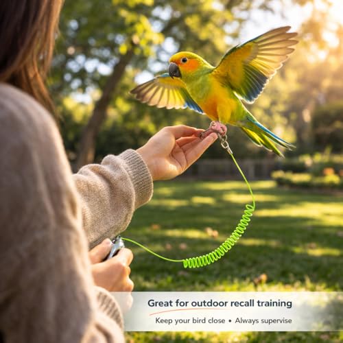 Parrot Bird Harness Leash Anti-bite Outdoor Flying Training Rope with 5pcs Different Sizes of Soft Foot Loops and Training Whistle(Upgraded Version of Ankle Ring)