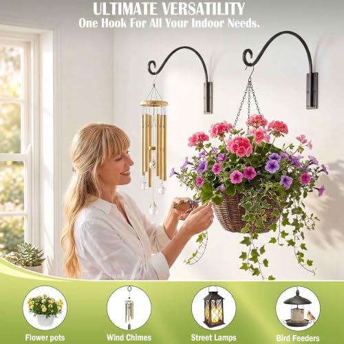 Lifyzoon Heavy Duty Plant Hanger Bracket Outdoor (22"/Black) | 100Lbs Steel Capacity, Rust-Proof Wrought Iron, Outdoor Hand-Forged Hanging Plant Bracket for Large Bird Feeders Lanterns - size: 1A-22 Inch