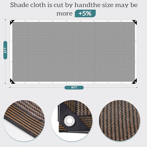 90% Coffee Brown Shade Cloth, 10 x 30 ft with Reinforced Grommets | Durable mesh shade net for greenhouses, plants, chicken coops, pergolas, pools, canopies, patios and gardens - color: 10ftx30ft