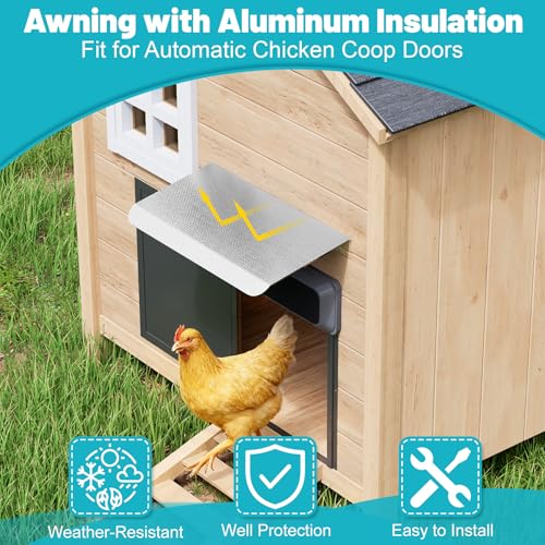 Weatherproof Cover for Chicken Coop Doors, Awning with Aluminum Protection for Automatic Chicken Coop Door, Prevent Rain & Snow, Roof Cover for Chicken Coop Window/Door Accessories