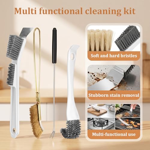 4Pcs Bird Cage Cleaner Brush Kit,Birdcage Cleaning Brush with Long Handle,Bird Cage Accessories Stainless Steel Poop Remover Fork Cleaner for Small Animal Cages - color: set B