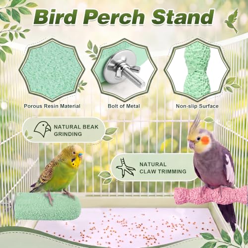 6 PCS Bird Beak Grinding Stone, Bird Perches, Nail Trimming Stick (Short) | For Small Medium Cockatiel Lovebird Finch Chinchillas Hamsters, Climbing Ledge, Grinding Claws and Beaks, Playful Design - size: Short