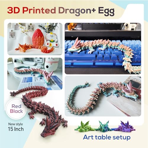 15''3D Printed Dragon Egg,Prefilled Easter Eggs Basket Stuffers,Stuffed Egg Hunt Fillers with Easter Toys,Dragon Eggs with Dragon Inside,Surprise Dragon Egg Toy for 5-7 4-6 8-12 Year Old Boys Kid Girl - color: Red Black, size: Large