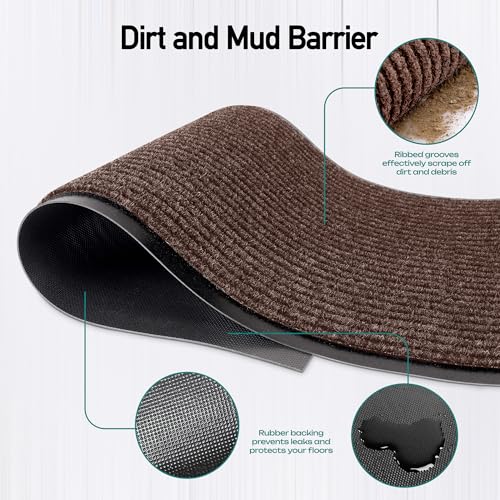 MaxMat® Extra Large Commercial Floor Mat, 3 x 5 Feet Heavy Duty, Waterproof, Low-Profile, Easy to Clean, Rubber Entry Mat (Brown, 3 x 5 Feet) - color: Brown, size: 3 x 5 feet