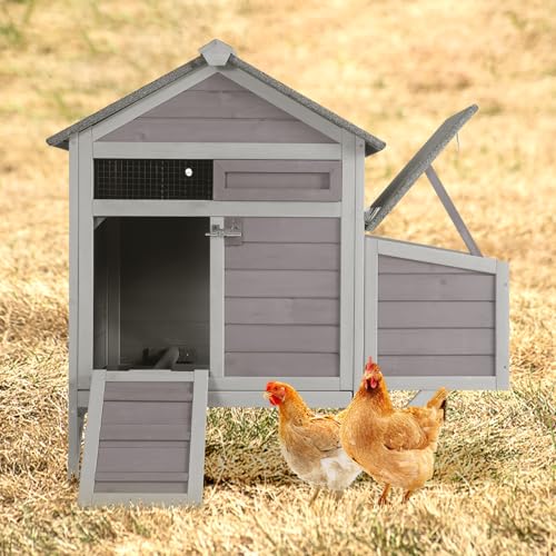 AIVITUVIN Chicken Coop for 2 Chickens Home Ues Outdoor Small Wooden Chicken House with Expandable Run for Poultry Duck Coop Pull Out Tray Quail Cage,Hen Habitat