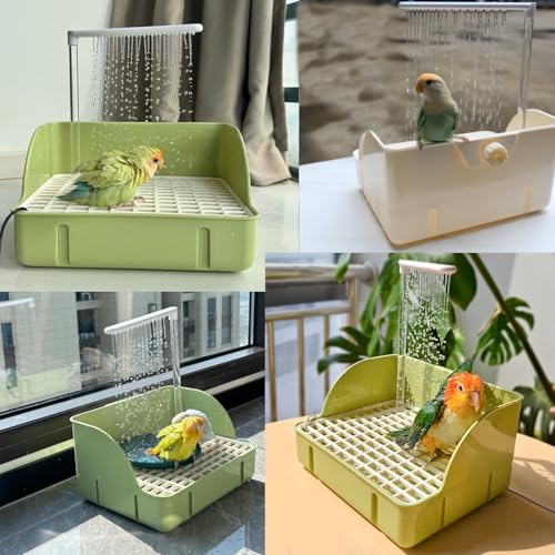 Automatic Bird Bath Shower with Pump, Waterfall Parrots Birdbath Bowl Bird Large Bathtub - USB Electric Parrot Water Bathtub - Perfect for Parakeet/Cockatoo/Parakeet/Cockatiel/ Lovebird/Budgie(Pink) - color: Pink