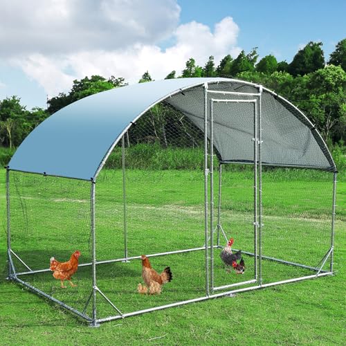 TOLEAD Large Metal Chicken Coop Upgrade Tri-Supporting Wire Mesh Chicken Run,Chicken Pen with Water-Resident and Anti-UV Cover,Duck Rabbit House Outdoor(9’ W x 6.6’ L x 6.5’ H) - size: 78.1"L x 108.0"W x 78.0"H