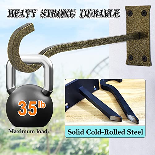 10" Heavy Duty Wall Plant Hanger, 2 Pack Gold Hammertone | Rustproof, holds 35 lbs, mount for garden patio porch indoor outdoor, fits bird feeders lanterns flower pots wind chimes - color: Gold Hammertone, size: 10in Steel Heavy Duty