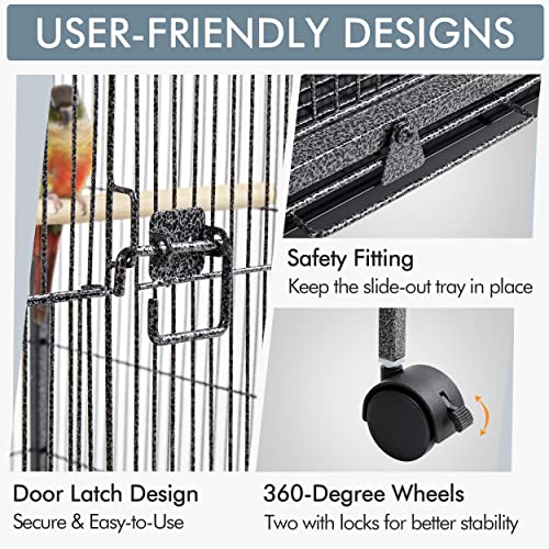Yaheetech 40 Inch Wrought Iron Bird Cage Open-Top Parrot Cage with Rolling Stand for Parakeets Cockatiels Budgies Parrotlets Lovebirds Canary Small-Sized Birds Parrots - size: 18.0"L x 18.0"W x 40.0"H