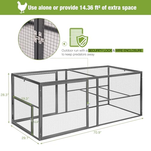 GUTINNEEN Chicken Run Chicken Coop Walk-in Metal Frame Extension Run Poultry Cage Hen House Rabbits Habitat Cage for Multi Coops Large - color: Chicken Run-(AIR29)