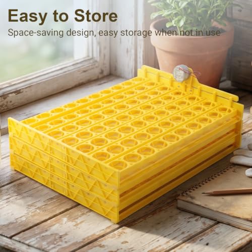 Automatic Egg Turner Tray, 70 Eggs Fully Automatic Incubator Tray with Motor, 110V Plastic Egg Turning Device Universal for Hatching Chickens, Ducks, Geese, Pigeons, Birds, Quail