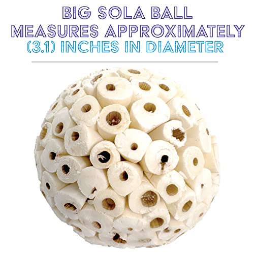 5100 Pk2 Big Sola Balls - Handmade Large Sized sola Wood Bird Foot Toys, Lightweight, Easy to Shred for Beaks and feet, Conditions While Pets chew, Excellent for med to Large Size Birds, Breaks Apart - color: Big Sola Balls, size: Pack 2