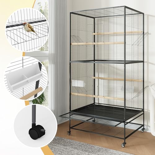 Garvee 66in Extra Large Bird Cage, Rolling Parrot Cage with Feeding Accessories, Metal Parakeet Cage for Parrots, Parakeets, Conures, Parrot