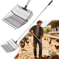 Reptilux Chicken Poop Scooper Adjustable Long Handle - Stainless Steel Sifter Shovel for Sand & Hemp Bedding - Metal Coop Scoop Rake - Chicken Accessories for Poultry, Dog & Cat Litter