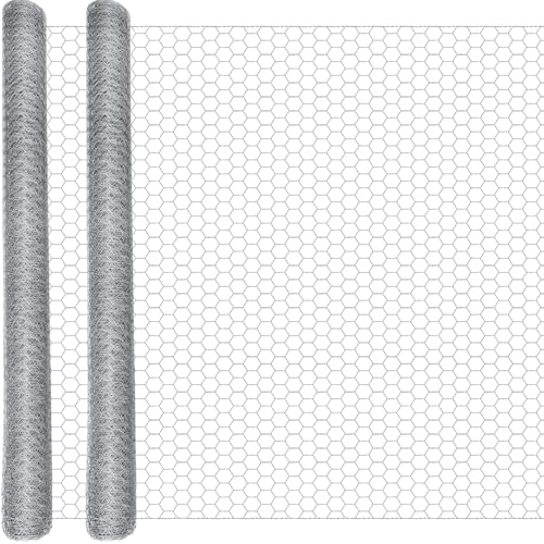 GlikCeil 36 in x 100 ft Chicken Wire Fencing Metal Floral Chicken Wire Mesh for Crafts Poultry Garden, 1 Inch Hexagonal Galvanized Hardware Cloth Netting for Poultry Coop Barrier Rabbit Cage(Silver) - color: Silver, size: 36 in X 100 ft