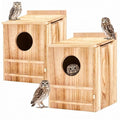 Novabright 2 Pcs Large Great Horned Owl House, 16" x 12" x 11" carbonized Weatherproof Wooden Nesting House for Screech Owls, Boreal, Northern Pygmy, Saw-whets, Elf, Flammulated and Others