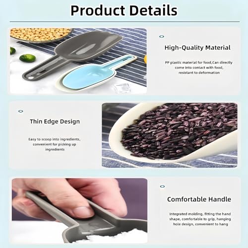 3 Pack Nesting Ice Scoop Set,Thickened PP Utility Ice Scoop For Freezer, Multi-Purpose Small Food Scoop with Hanging Hole for Kitchen Bar Baking Pantry Pet Food, Dishwasher Safe