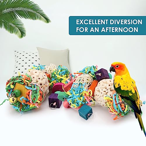 BBjinronjy Bird Toys,2PCS Hanging Natural Soft Sola Ball Beak Chew Shred Forage Toys for Parrots,Cockatiel,Conure,Love Birds,Parakeets,Budgie and Other Small Birds - size: Medium B