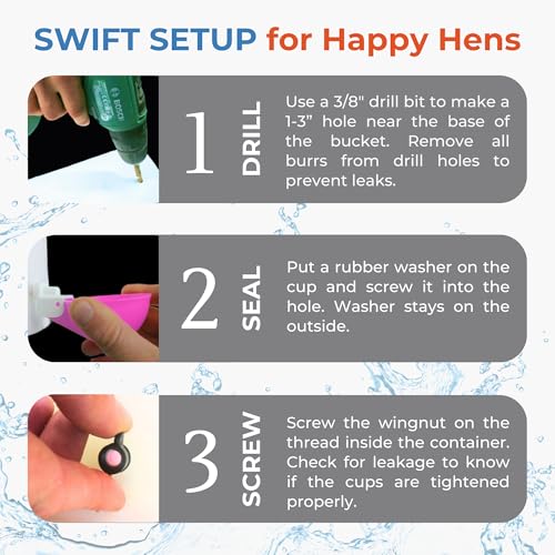 Lil'Clucker - Large Automatic Chicken Waterer Cups Suitable for Ducks, Geese, Turkeys, and Bunny Rabbit - Water Feeder Kit - Poultry Waterer (Pink, 5 Pack) - color: Pink, size: 5 Pack