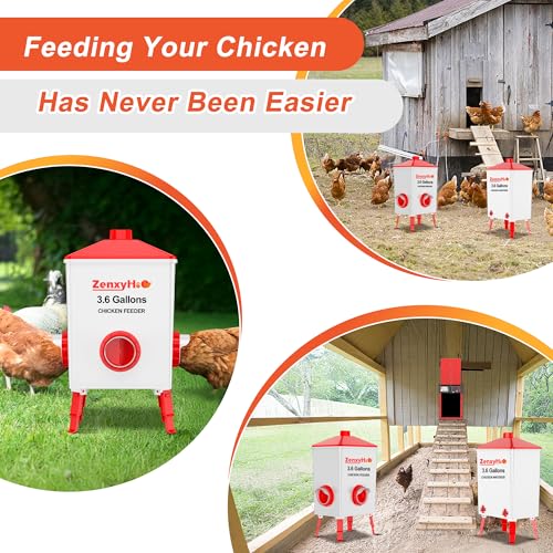 ZenxyHoC No Waste Chicken Feeders and Waterers - 8 Set with Water Nipples | for Buckets Barrels Bins Troughs No Waste Chicken Feeder - size: 8 Ports and 8 Nipples Standard