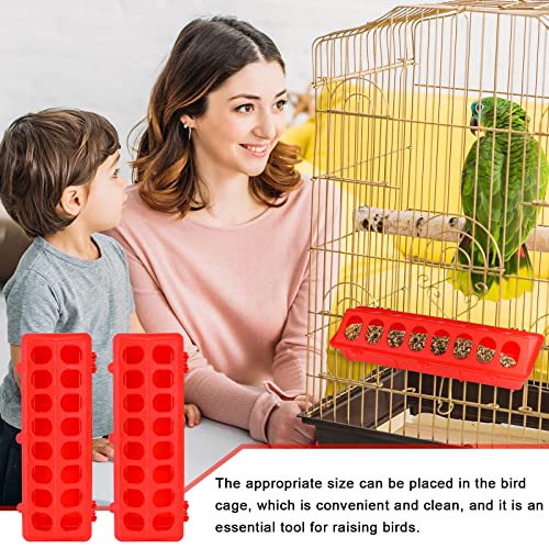 4 Pcs Plastic Flip Top Quail Feeder, Red, Green | Small Plastic Chicken Feeder, Quail Pigeon Duckling Drinker, No Mess No Waste, Multihole Birds Feeding Dish Dispense