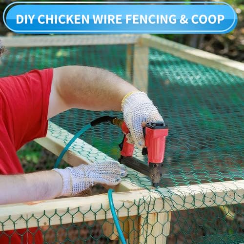 24'' x 150' Green Chicken Wire Fencing, 1 inch Chicken Wire and 19 Gauge Poultry Netting, Garden Mesh Fence Roll for Floral Arrangements/Crafts/Farm/Livestock/Pet Protection - size: Green /19 Gauge 24" x150'
