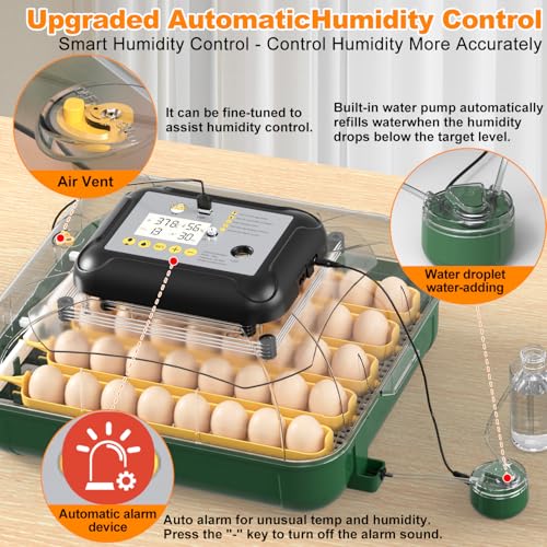 30 Egg Incubator for Hatching Eggs with Auto Egg Turning, High Precision Temperature & Humidity Display, Hatch Day, Egg Candler, Upgraded Motor, Incubator for Hatching Chickens, Higher Hatch Rate