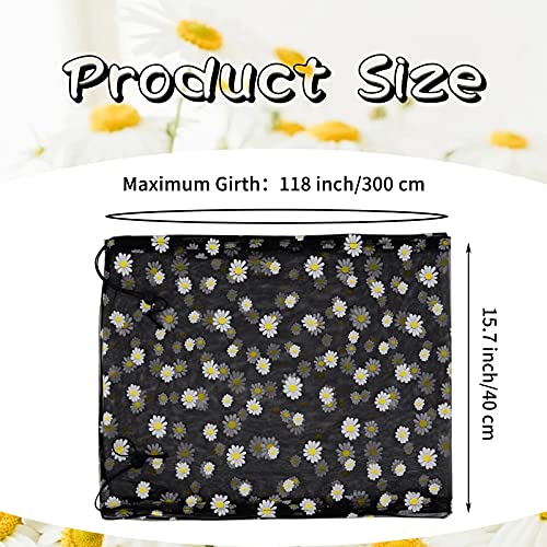 Daoeny Large Bird Cage Cover, Bird Cage Seed Catcher, Adjustable Soft Nylon Mesh Net with Daisy Pattern, Birdcage Cover Skirt Seed Guard for Parrot Parakeet Macaw Round Square Cages (Black) - color: Black, Daisy Design